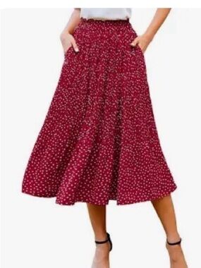 Red Polka Dot Midi Skirt